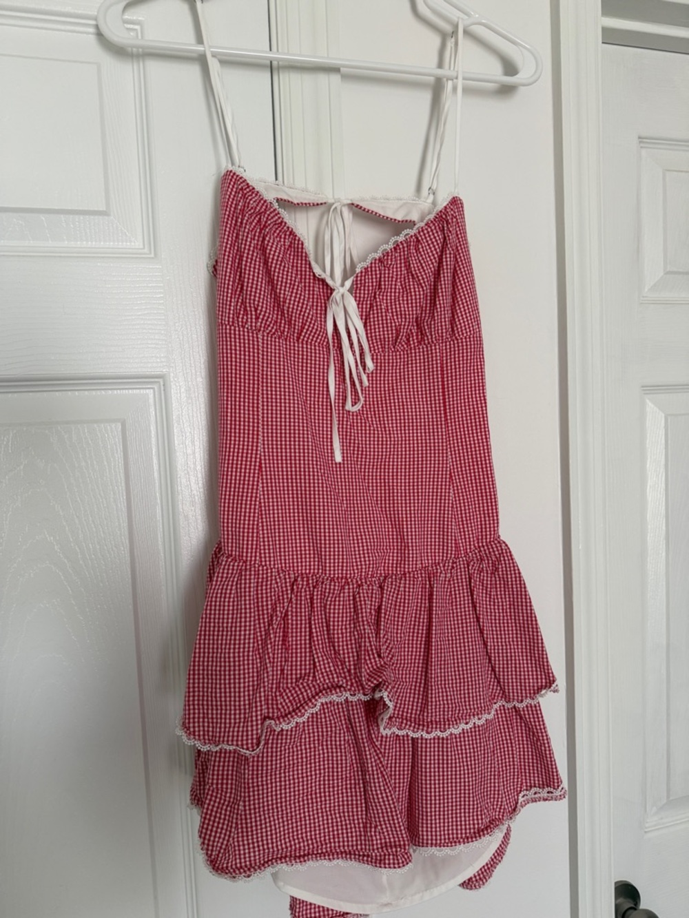 Mod on Trend - Red Gingham Mini Sundress with White Trim